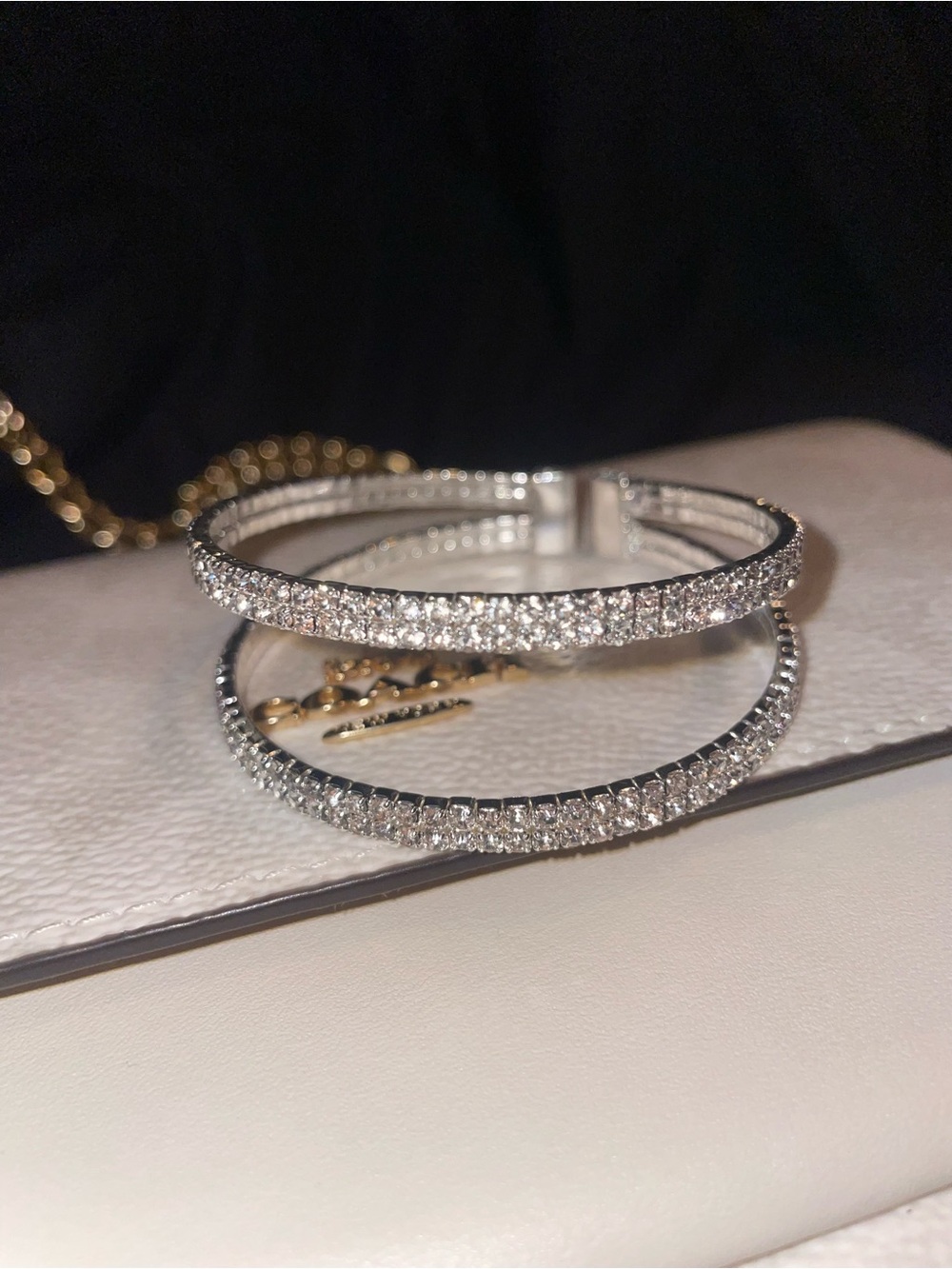 jcpenney Silver-Tone Double Row Crystal Bracelet